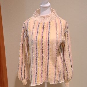 Vintage Hand Crafted Cozy Striped Sweater Size M